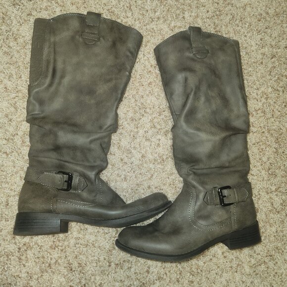 Gray under knee boots womens size 7 - Picture 1 of 4